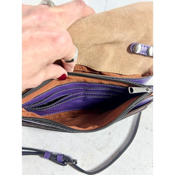 Patricia Nash Penley Raffia Straw Violet Flap Adjustable Crossbody Bag - Picture 12 of 13